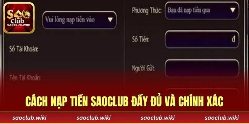 Cách nạp tiền SAOCLUB đầy đủ và chính xác