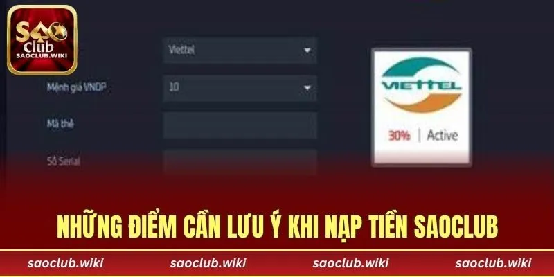 Những điểm cần lưu ý khi nạp tiền SAOCLUB