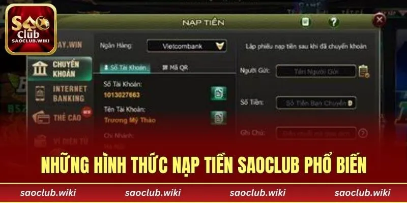 Những hình thức nạp tiền SAOCLUB phổ biến